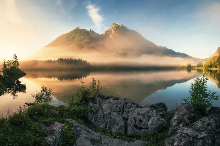 Golden Spring Morning At Lake Hintersee In Bavaria