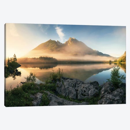 Golden Spring Morning At Lake Hintersee In Bavaria Canvas Print #DGG245} by Daniel Gastager Art Print