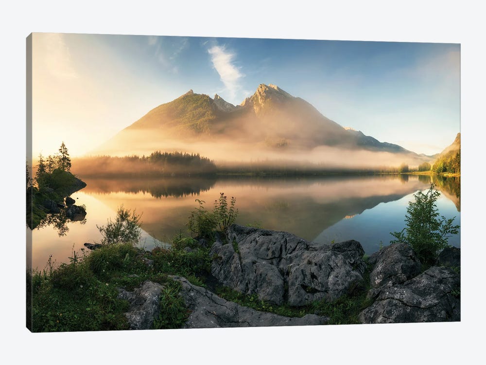 Golden Spring Morning At Lake Hintersee In Bavaria by Daniel Gastager 1-piece Canvas Art