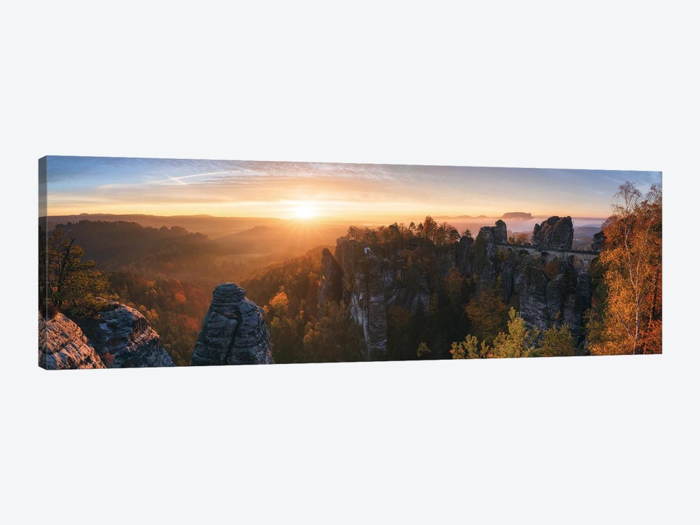 Golden Sunrise Panorama In Eastern Germany by Daniel Gastager 1-piece Canvas Art Print