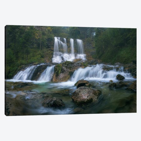Misty Morning At A Waterfall In Bavaria Canvas Print #DGG249} by Daniel Gastager Canvas Art