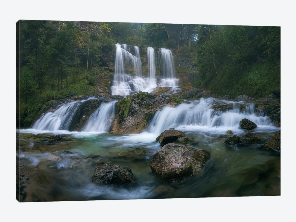 Misty Morning At A Waterfall In Bavaria by Daniel Gastager 1-piece Canvas Wall Art