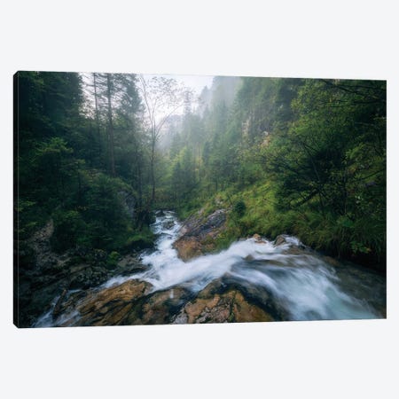 Misty River In The Bavarian Alps Canvas Print #DGG250} by Daniel Gastager Canvas Print
