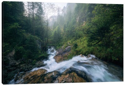 Misty River In The Bavarian Alps Canvas Art Print - Daniel Gastager