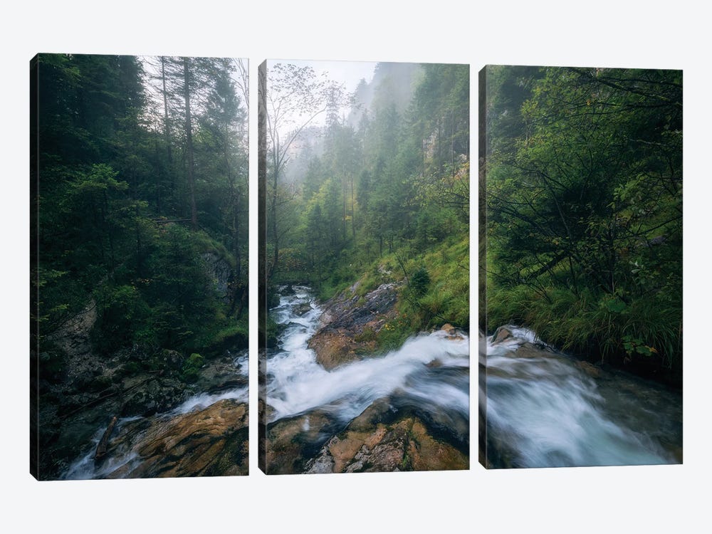 Misty River In The Bavarian Alps by Daniel Gastager 3-piece Canvas Wall Art