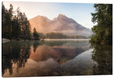 Misty Summer Morning In The German Alps Canvas Art Print - Daniel Gastager