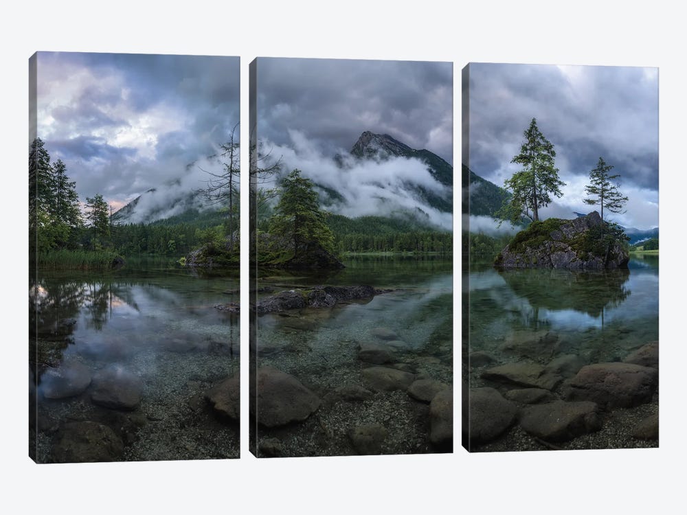 Moody Lake Hintersee In Bavaria by Daniel Gastager 3-piece Canvas Artwork