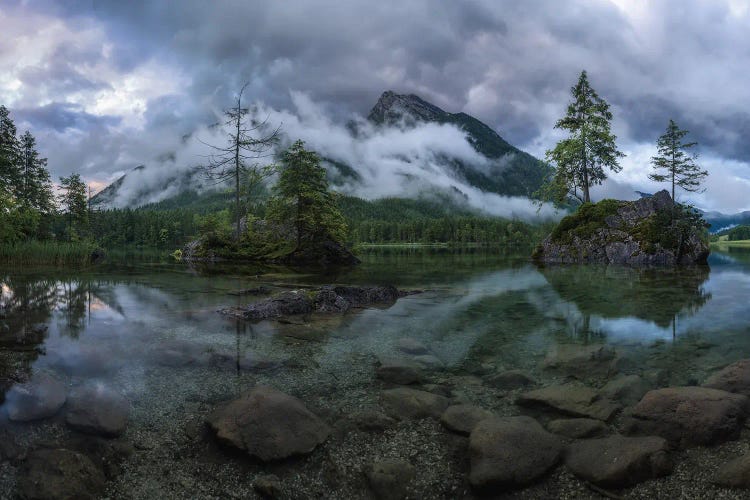 Moody Lake Hintersee In Bavaria