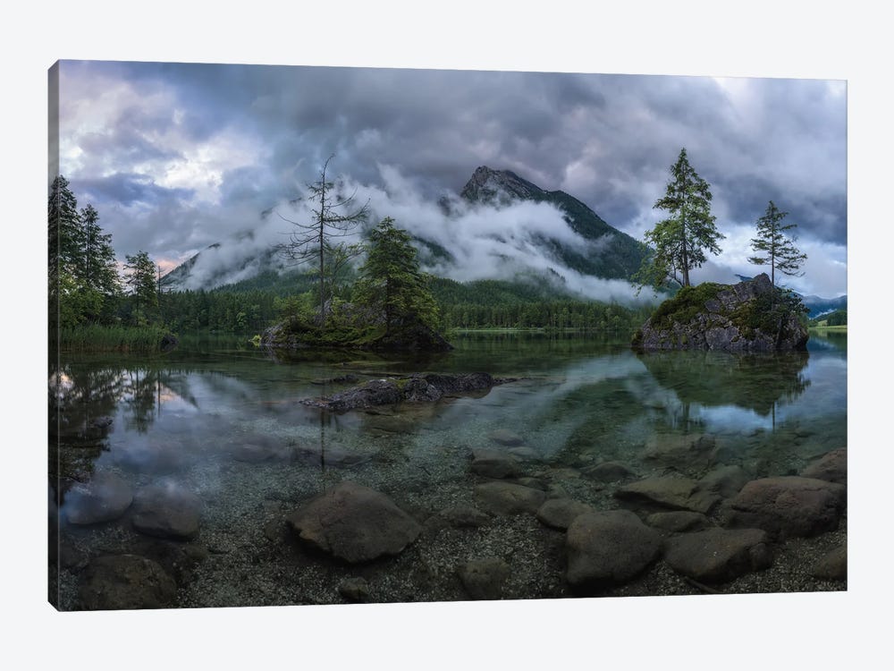 Moody Lake Hintersee In Bavaria by Daniel Gastager 1-piece Canvas Art