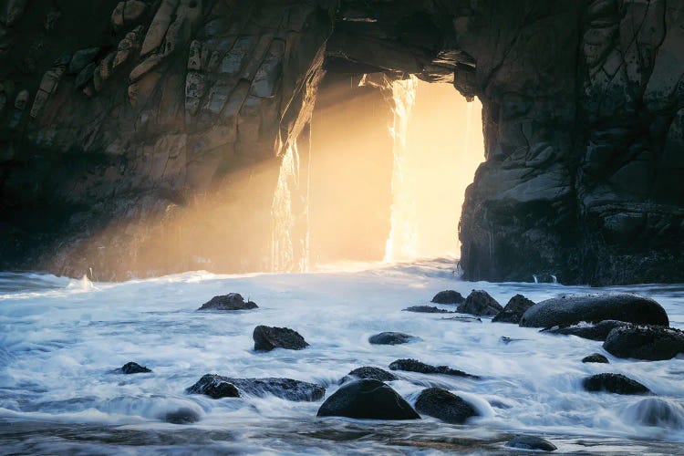 Golden Light Through The Cave