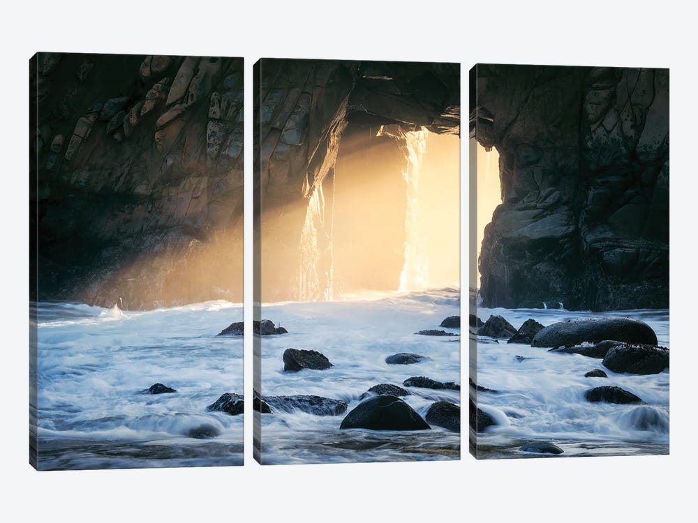 Golden Light Through The Cave by Daniel Gastager 3-piece Canvas Art