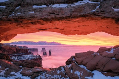 Burning Sunrise At Mesa Arch by Daniel Gastager framed wall art