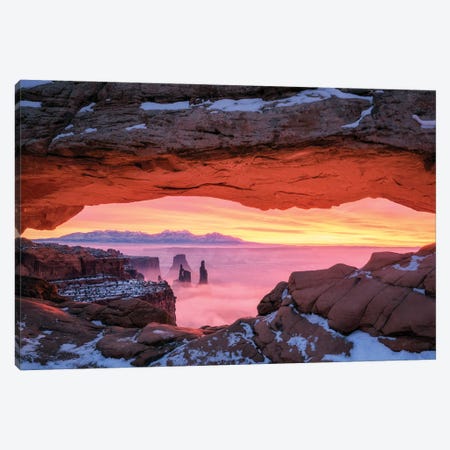 Burning Sunrise At Mesa Arch Canvas Print #DGG266} by Daniel Gastager Art Print