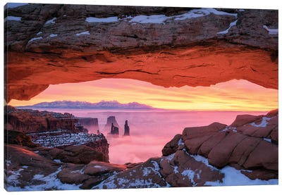 Burning Sunrise At Mesa Arch Canvas Art Print - Utah Art