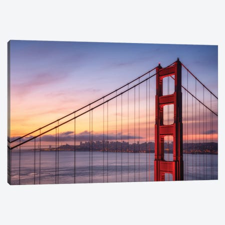 A Sunrise Closeup Of The Golden Gate Bridge Canvas Print #DGG278} by Daniel Gastager Canvas Art Print