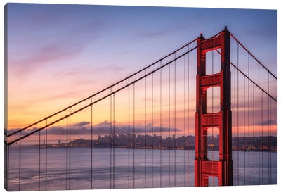 A Sunrise Closeup Of The Golden Gate Bridge Canvas Art Print