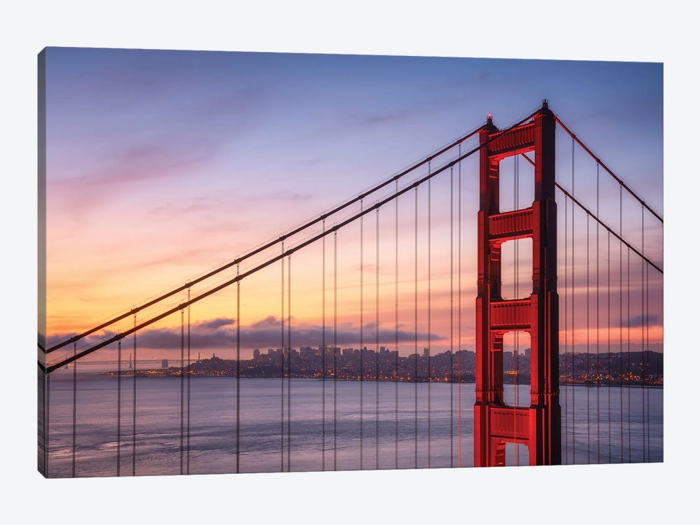 A Sunrise Closeup Of The Golden Gate Bridge by Daniel Gastager 1-piece Canvas Wall Art