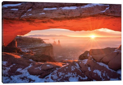 Golden Sunrise At Mesa Arch Canvas Art Print - Utah Art