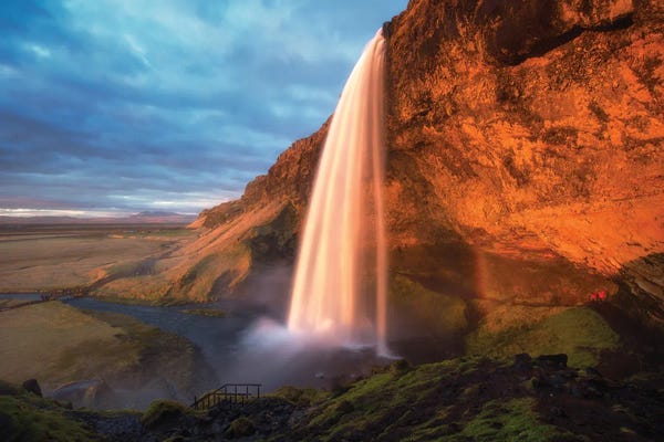 Hella: Stormy Sunset At Seljalandsfoss by Daniel Gastager