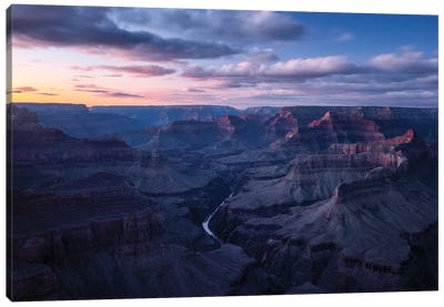 The Grand Canyon At Dusk Canvas Art Print - Aerial Photography