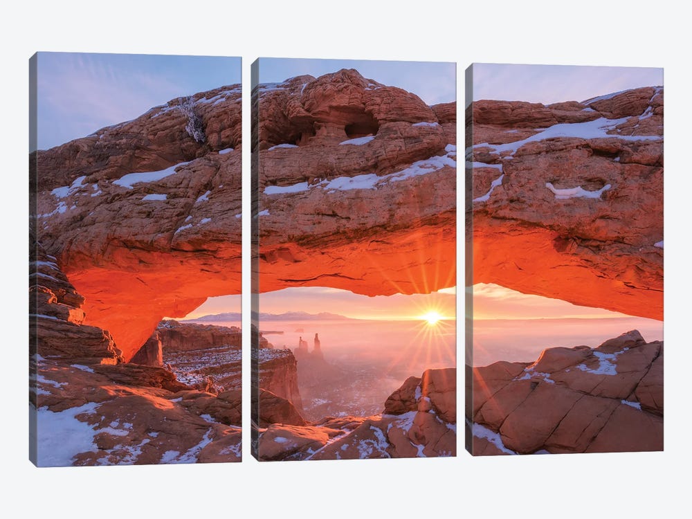 A Winter Sunrise At Mesa Arch by Daniel Gastager 3-piece Canvas Print