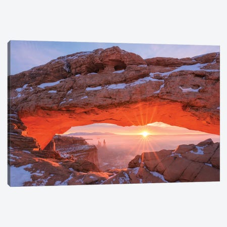 A Winter Sunrise At Mesa Arch Canvas Print #DGG284} by Daniel Gastager Canvas Print