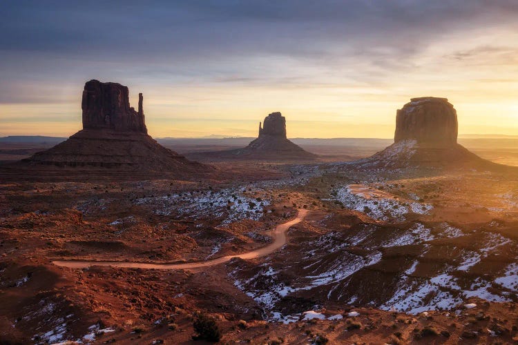 A Golden Winter Sunrise At Monument Valley