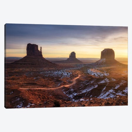 A Golden Winter Sunrise At Monument Valley Canvas Print #DGG285} by Daniel Gastager Art Print