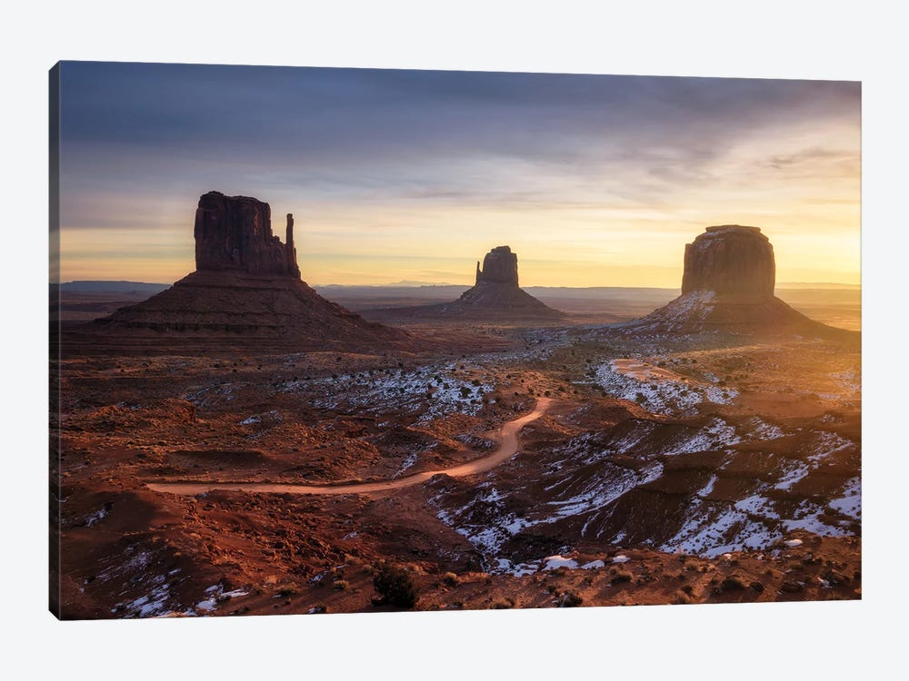 A Golden Winter Sunrise At Monument Valley by Daniel Gastager 1-piece Canvas Wall Art