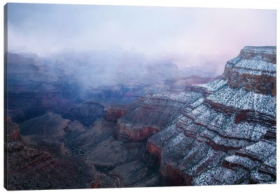 A Misty Winter Evening At The Grand Canyon Canvas Art Print - Grand Canyon National Park Art