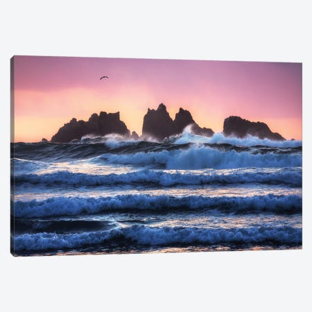 Bandon Beach Wave Layers Canvas Print #DGG294} by Daniel Gastager Canvas Artwork