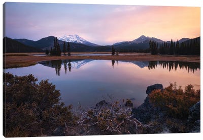 A Calm Morning At The Lake In Oregon Canvas Art Print - Daniel Gastager