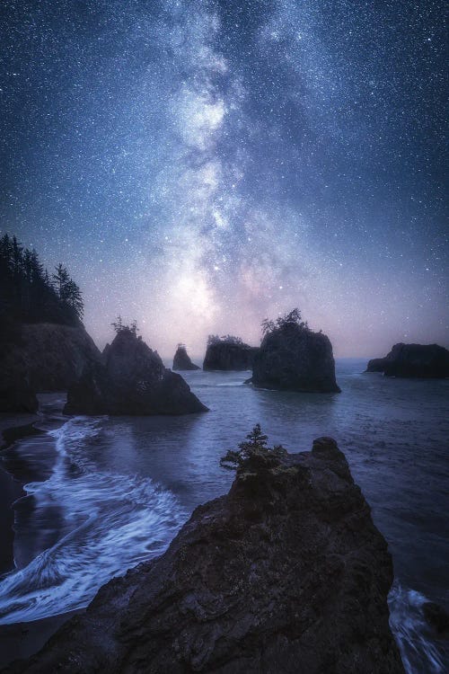 Milky Way Above Secret Beach In Oregon