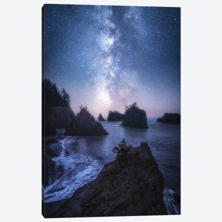 Milky Way Above Secret Beach In Oregon Canvas Print #DGG300} by Daniel Gastager Canvas Print