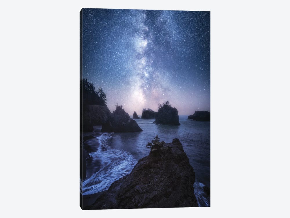 Milky Way Above Secret Beach In Oregon by Daniel Gastager 1-piece Canvas Art