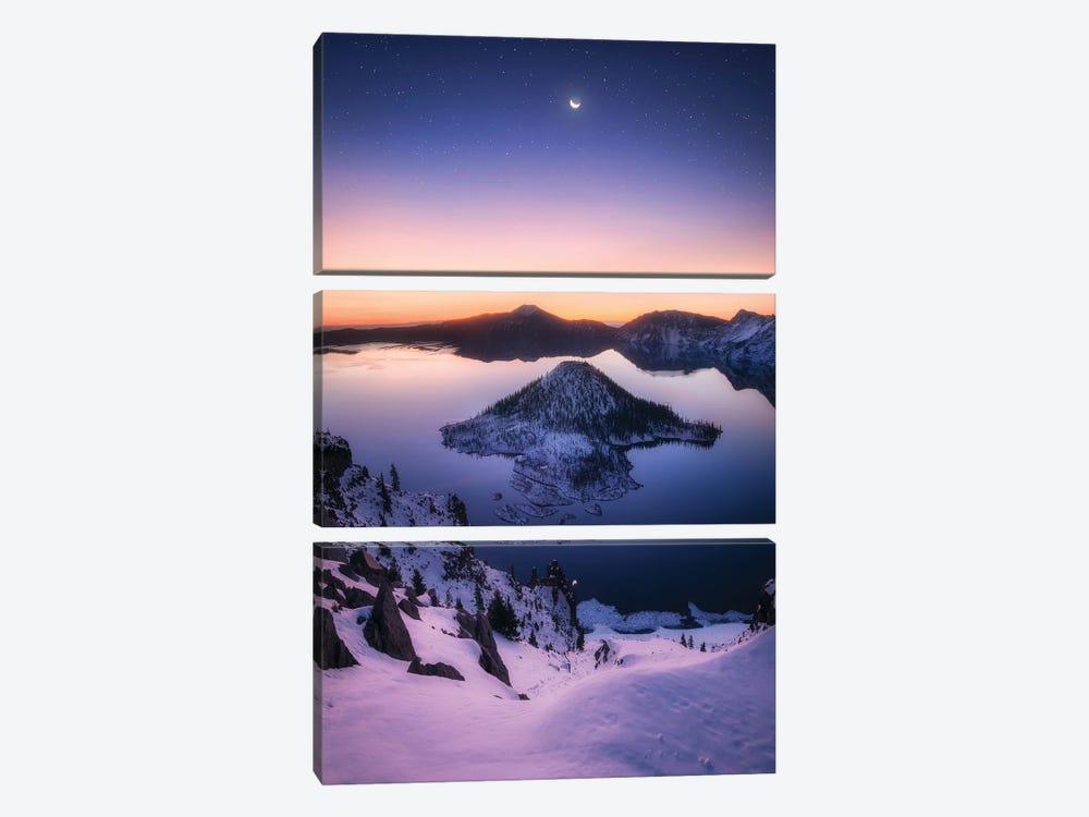 Dawn At Crater Lake by Daniel Gastager 3-piece Canvas Art