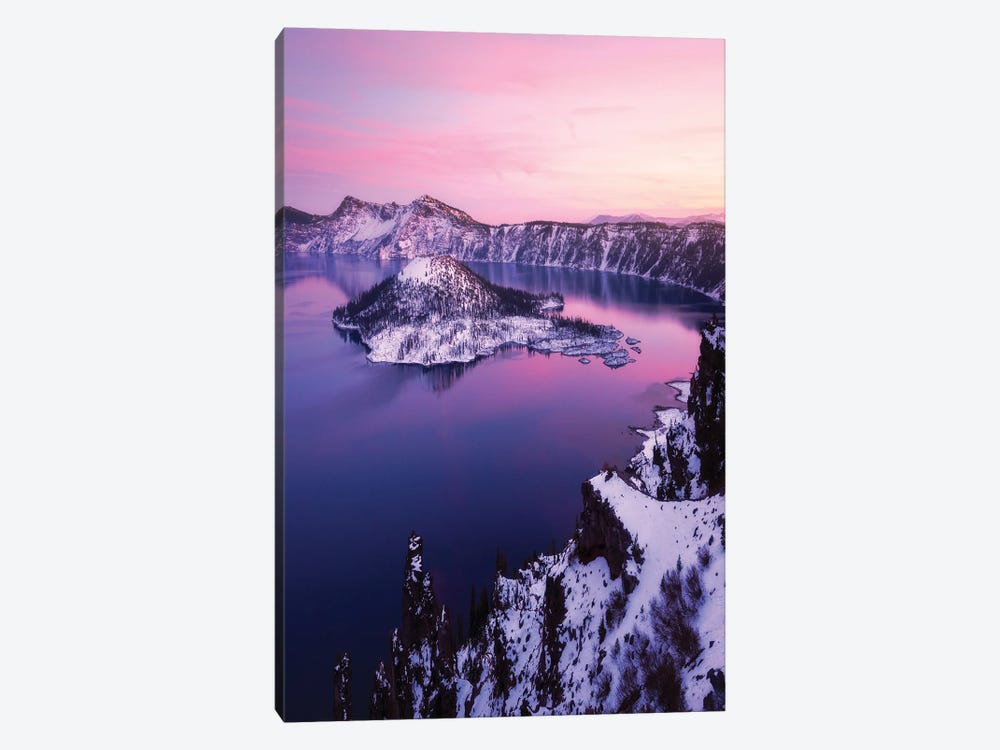 Pink Winter Sunset At Crater Lake by Daniel Gastager 1-piece Canvas Art Print