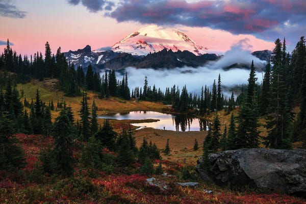 Daniel Gastager: Fall Sunrise At Tipsoo Lake by Daniel Gastager