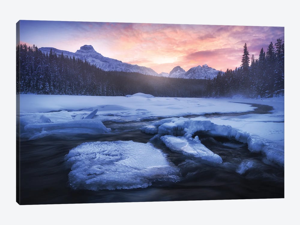 Cold Winter Sunrise In The Canadian Rockies by Daniel Gastager 1-piece Canvas Artwork
