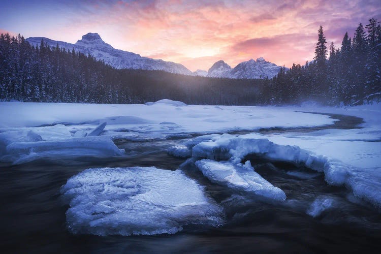 Cold Winter Sunrise In The Canadian Rockies