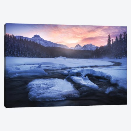 Cold Winter Sunrise In The Canadian Rockies Canvas Print #DGG324} by Daniel Gastager Canvas Artwork