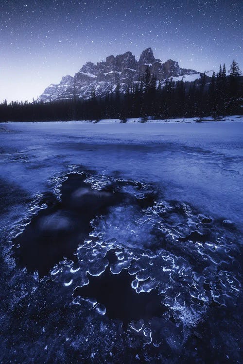 Frosty Night At Castle Mountain In Alberta