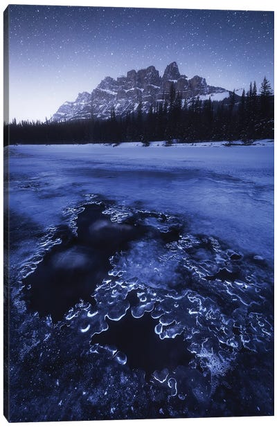 Frosty Night At Castle Mountain In Alberta Canvas Art Print