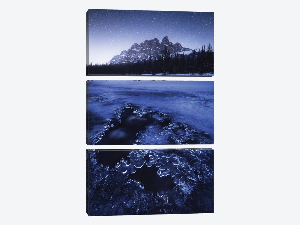 Frosty Night At Castle Mountain In Alberta by Daniel Gastager 3-piece Canvas Wall Art