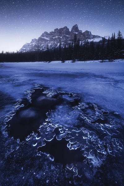 Daniel Gastager: Frosty Night At Castle Mountain In Alberta by Daniel Gastager