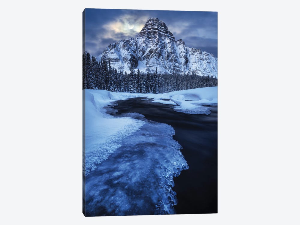 Full Moon Night At Mount Chephren In Alberta by Daniel Gastager 1-piece Canvas Print