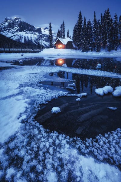 Winter Blue Hour At Emerald Lake In Canada by Daniel Gastager framed wall art