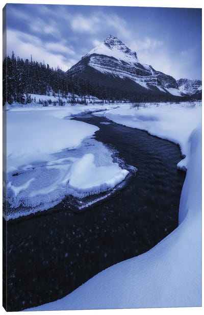 Winter Blue Hour In The Rocky Mountains Canvas Art Print - Winter Wonderland
