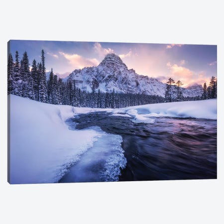 Winter Evening At Mount Chephren In Alberta Canvas Print #DGG330} by Daniel Gastager Canvas Artwork