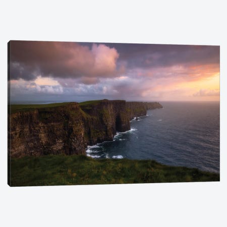 Sunset At The Cliffs Of Moher In Ireland Canvas Print #DGG332} by Daniel Gastager Canvas Art